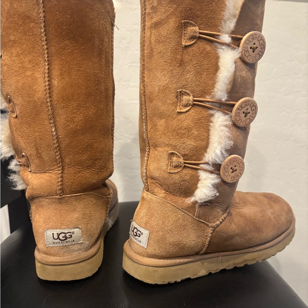 UGG Chestnut Suede Boots with Button Details